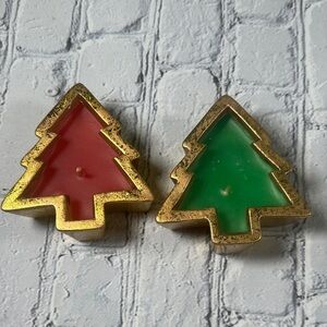 Gold Trimmed Christmas Tree Candles Handcrafted for Silvestri set of 2 candles